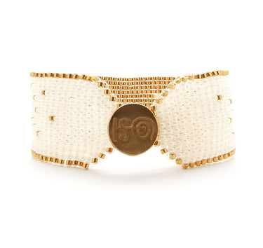 Brazalete Telar Dorado Medio Difuminado Perla